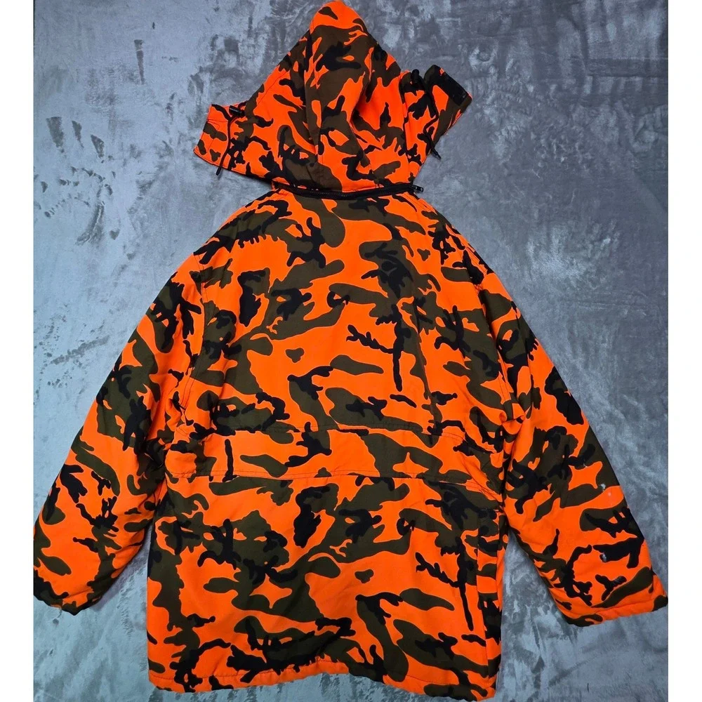 Winchester Conceal Blaze Orange Camo Hunting Jacket Mens XL Hooded Parka 1248